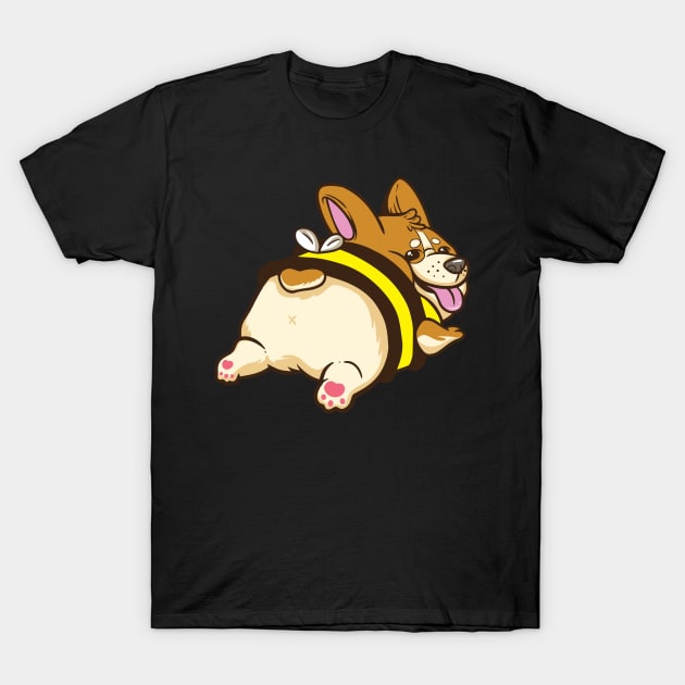 Bee Happy Corgi T-Shirt by Littlelimehead